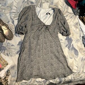 Black and white floral dress with bow